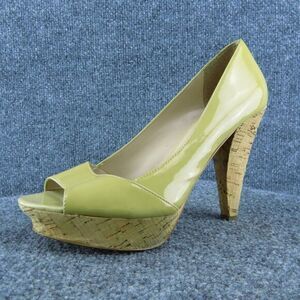 Franco Sarto Zabrina Women Platform Heel Shoes Beige Patent Leather Size 8 Med